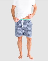 Sant And Abel - Men's Hepburn Gingham Navy Sleep Shorts