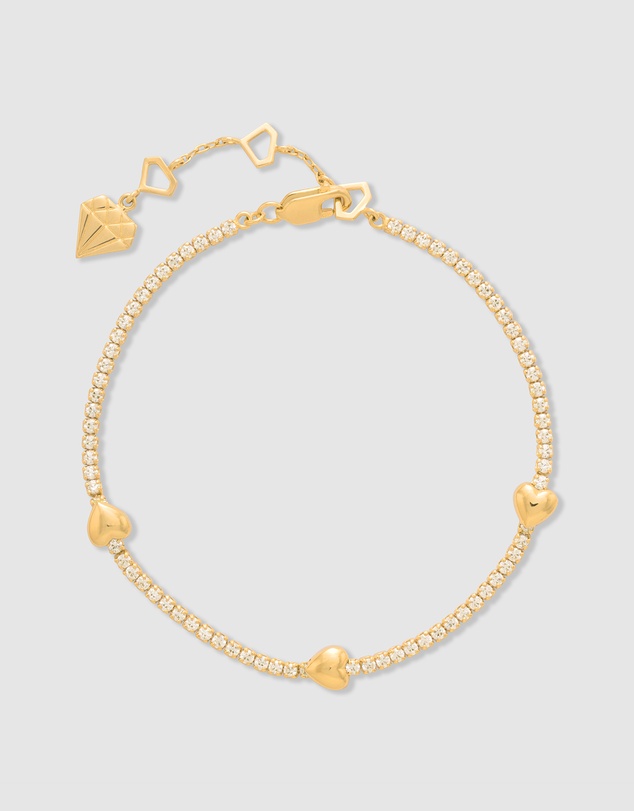 Wanderlust + Co - Heart Pave 14K Gold Vermeil Petite Tennis Bracelet