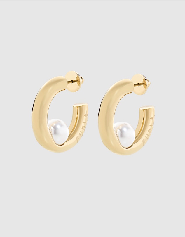 Furla - Piercing Pearl Gold-Tone Hoop Earrings