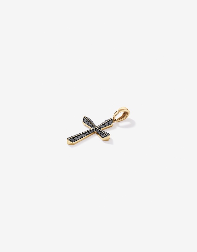 Michael Hill - 0.88 Carat TW Black Diamond Cross Pendant in 10kt Yellow Gold