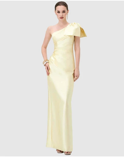 Bariano - Aramy One Shoulder Bow Gown