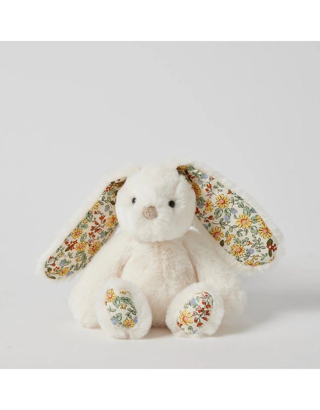 Jiggle and Giggle - Floral White Bunny Rattle Small