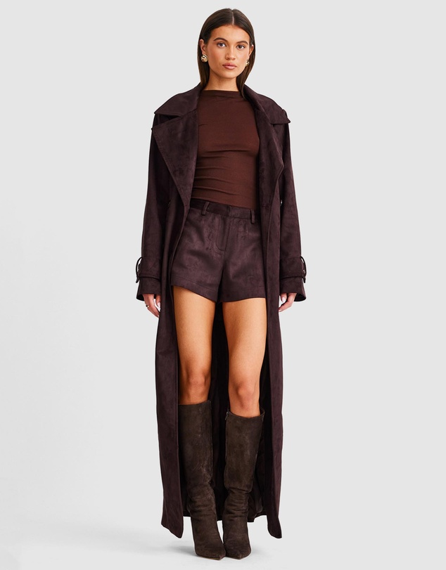 SNDYS - Sutton Faux Suede Trench Coat