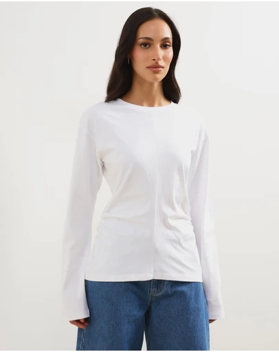 Atmos&Here - Wren Long Sleeve Gathered Side Top