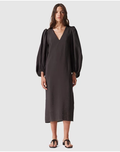 & Other Stories - Puff-Sleeve V-Neck Midi Dress