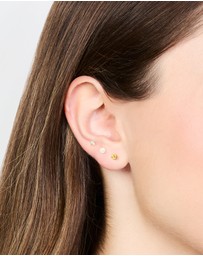 Lovisa - Gold Plated Surgical Steel Small Pearl & Cubic Zirconia Stud Earrings 3-Pack