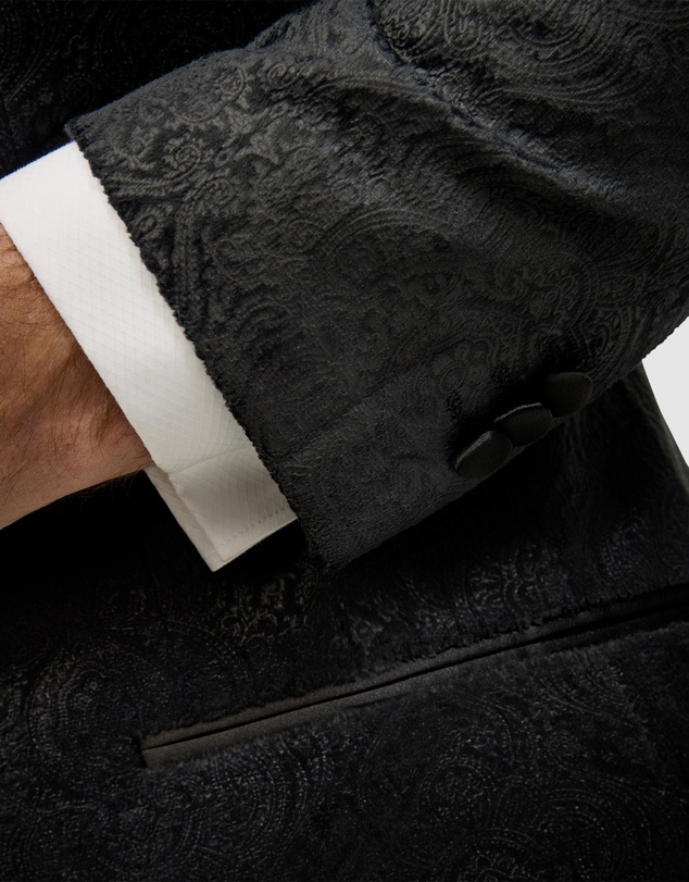 Politix - Embossed Paisley Black Tie Tuxedo
