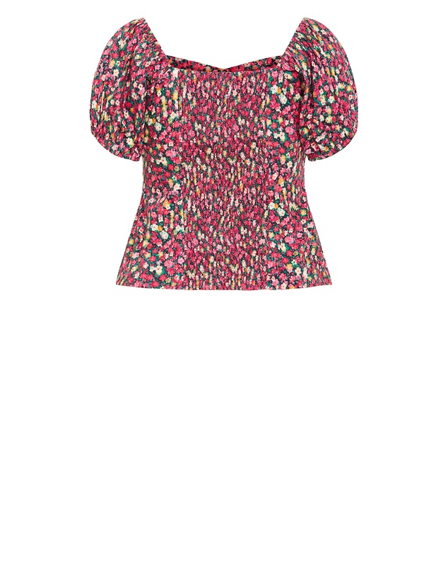 City Chic - Daisy Print Corset Top - Pink