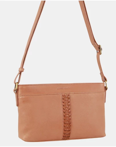 Pierre Cardin - Pierre Cardin Leather Woven Design Crossbody Bag