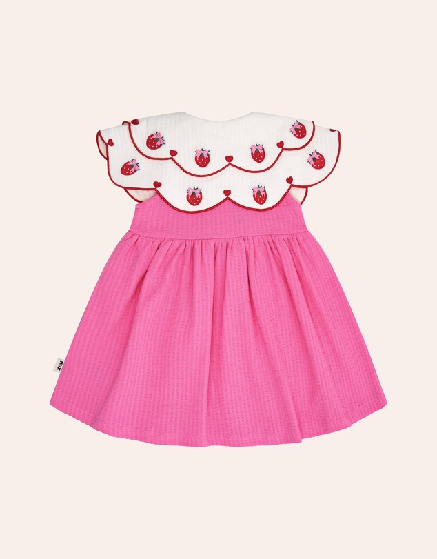 Huxbaby - Berry Sweet Seersucker Emb Collar Dress - ICONIC EXCLUSIVE - Babies-Teens