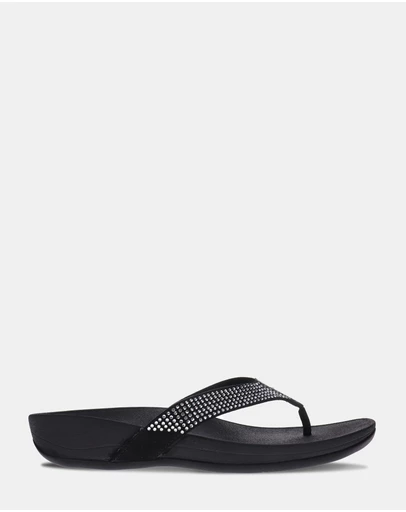 Mia Vita - Allora Toe Post Sandal - Black Rhinestone
