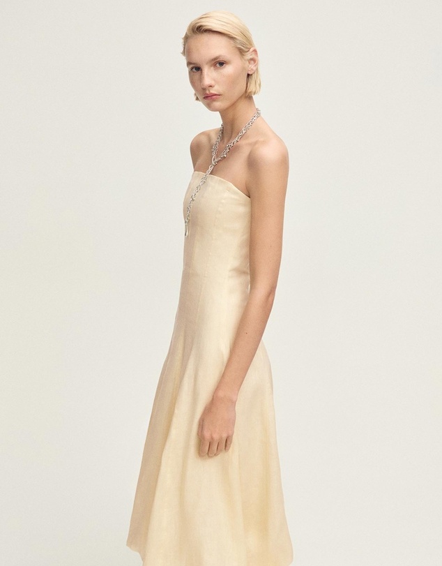 M.N.G - Alberta Linen Dress With Puffed Hem