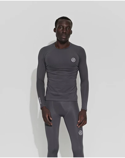 SKINS - SKINS Compression Men's Series-2 Gym Clothing Mens Long sleeve Top Charcoal