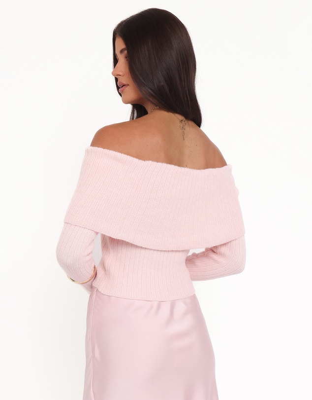 Petal & Pup - Helene Bow Off Shoulder Knit Sweater - Pink
