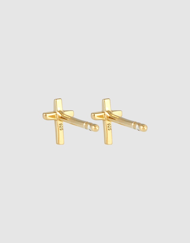 Elli Jewelry - Kids - Cross Kids Stud Earrings in Gold-Plated 925 Silver
