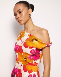 AERE - Odette Linen Draped Off Shoulder Maxi Dress
