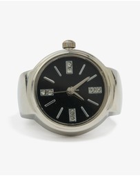 Lovisa - Silver Black Statement Watch Ring