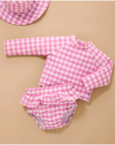 Purebaby - Printed Long Sleeve Rashie Set- Kids-Babies