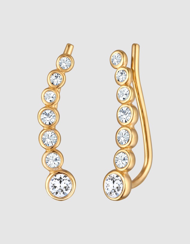 Elli Jewelry - Crystal Ear Climber Earrings in Gold-Plated 925 Silver