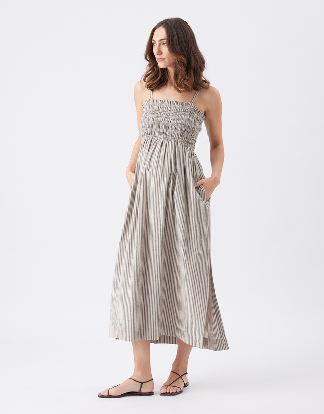 Ripe Maternity - Leo Stripe Shirred Dress