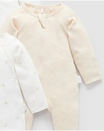 Purebaby - 4 Pack Zip Growsuit -Babies