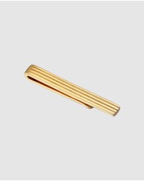 Kuzzoi - ICONIC EXCLUSIVE - Tie Pin Men grooves design in 925 sterling silver gold plated