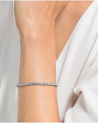 Swarovski - Imber Emily Tennis bracelet, Round cut, White, Rhodium plated