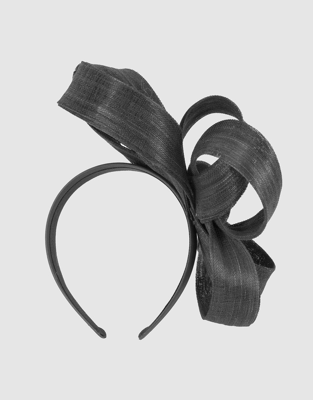 Fillies Collection - Black Abaca Loops Racing Fascinator