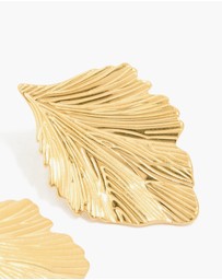 Lovisa - Waterproof Gold Plated Stainless Steel Textured Leaf Earrings