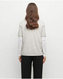 JH Lounge - JHL Crew T (Fine Cotton Cashmere) Soft Grey Marle