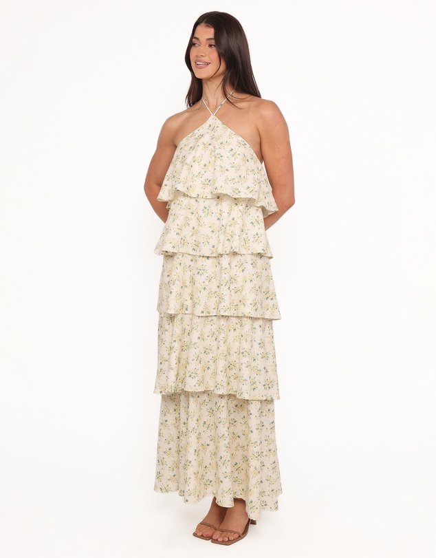 Petal & Pup - Darlia Halterneck Maxi Dress - Yellow Floral