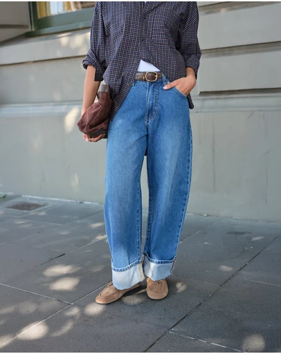Ceres Life - Frannie Cuffed Barrel Jean
