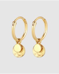 Elli Jewelry - Earrings Ladies Creoles Plate Vintage Trend Blogger in 925 Sterling Silver Gold Plated