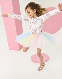 Rock Your Kid - Unicorn Bike Circus Long Sleeve Dress in Cream