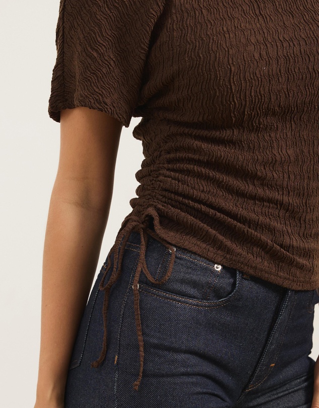 Atmos&Here - Imogen Textured Ruched One Shoulder Top