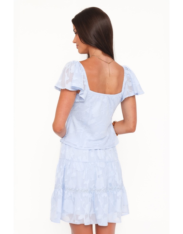 Petal & Pup - Clodagh Textured Tiered Mini Skirt - Powder Blue