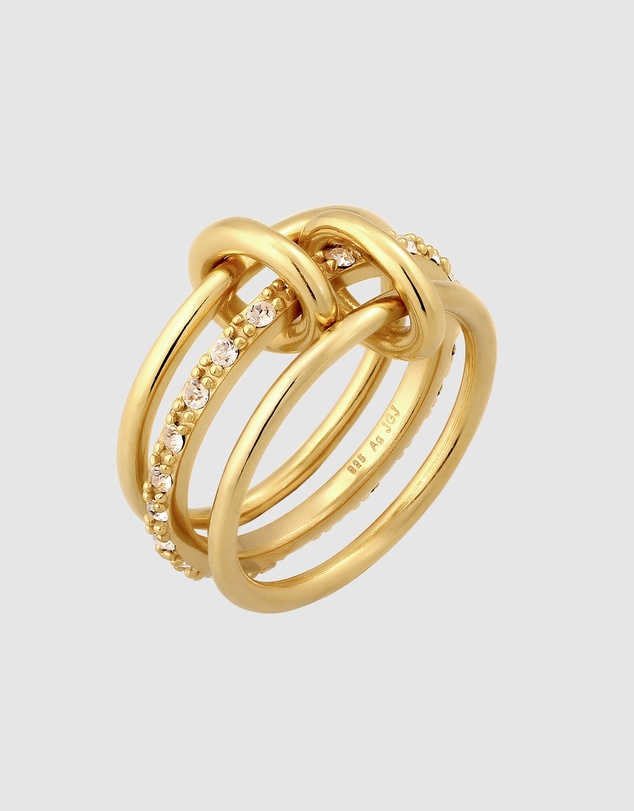 Elli Jewelry - Ring Women Elegant Crystals 925 Sterling Silver Gold Plated