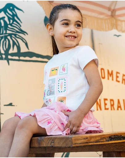 Fox & Finch - Summer Vacay Embroidered Skirt With Inbuilt Shorts - Kids
