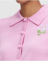 Self Portrait - Flower Embroidered Knit Cardigan