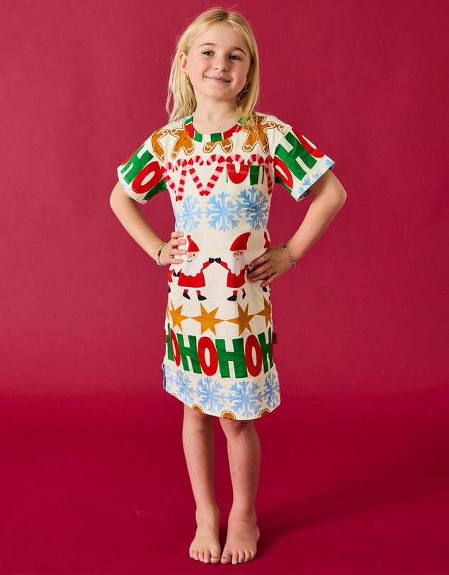 Kip&Co - Festive Garland Organic Cotton Short Sleeve Nighties - Babies-Teens