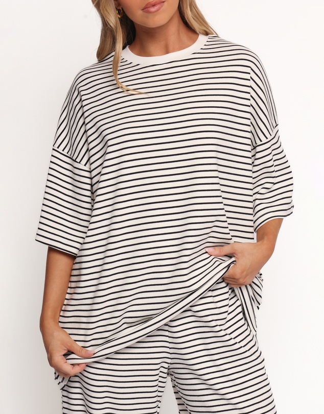 Petal & Pup - Wilda Oversized Tee - White Black Stripe