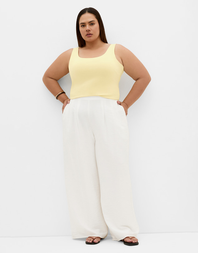 City Chic - Plus size Ameila Scoop Neck Tank - lemon drop