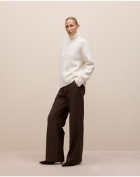 Trenery - Merino Cable Rollneck in Marshmallow