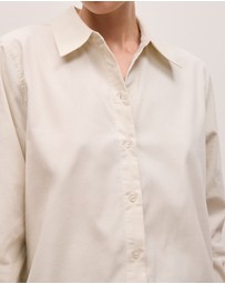 Trenery - Pinwale Cord Shirt in Stone