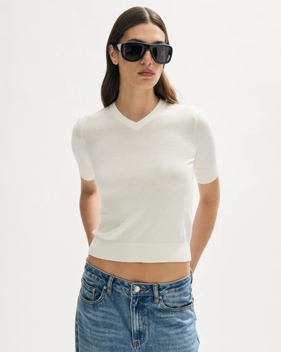 Minima Esenciales - Rilo Organic Cotton Cashmere V Neck T-Shirt