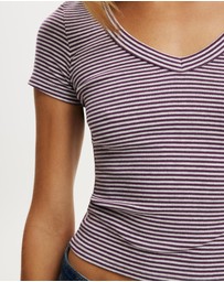 Cotton On - Goldie Rib V Neck Short Sleeve