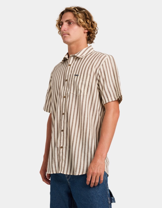 Volcom - Mens Arvostripe Woven Short Sleeve Shirt