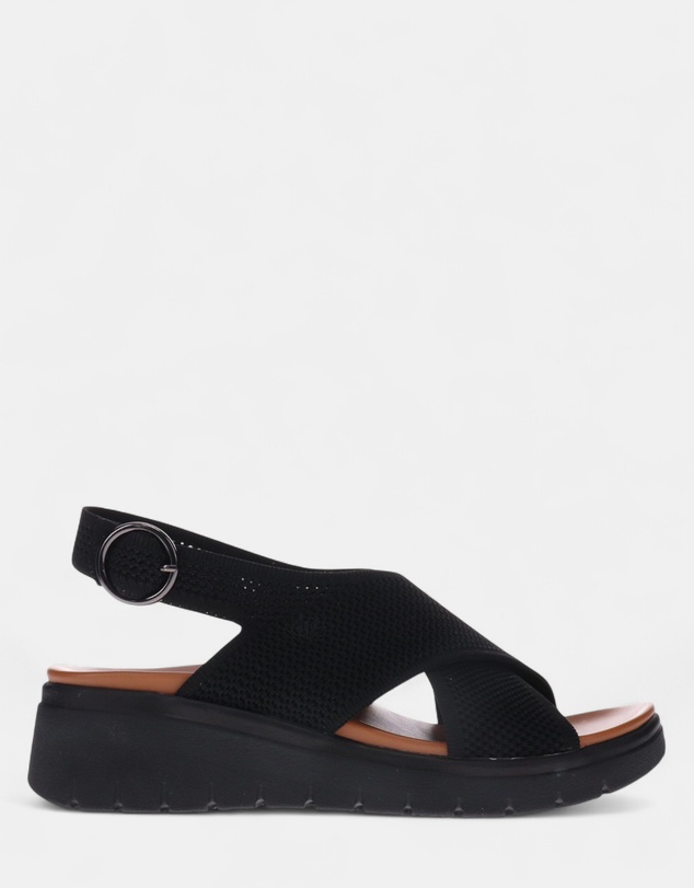 Mia Vita - Celia Wedge Sandal - Black/Black