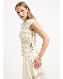 Subtitled - Belly Shirred Tie Top