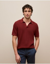 Trenery - Cotton Texture Stitch Polo in Auburn